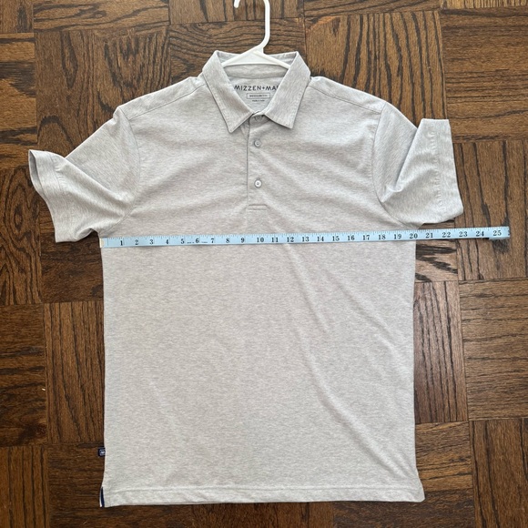 Mizzen+Main Men’s Versa Polo Medium Trim Light Heather Grey Like New - Picture 6 of 9